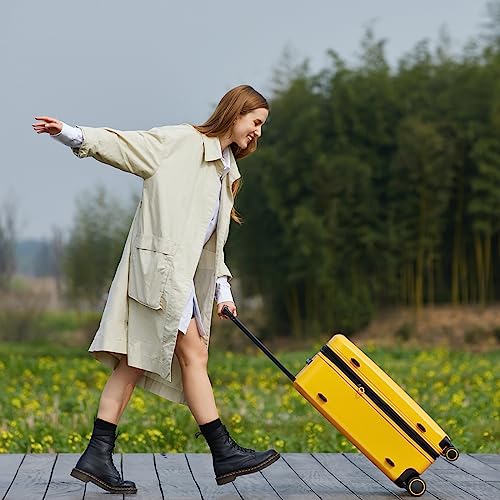 Image of Verage Luxe Freeland Set of 2 (56 cms & 78 cms) Yellow Cabin & Check-in Hardsided Trolley Bags for Travel, Expandable Hardshell Suitcase with Spinner Wheels, TSA Approved Lock Luggage (20 /28 Inch)