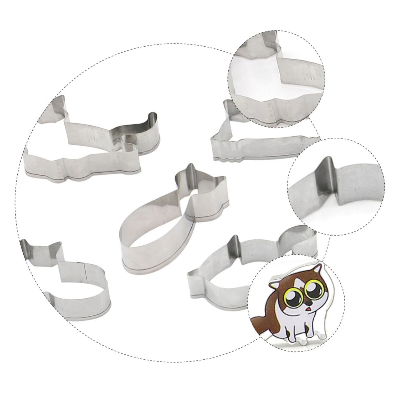 BESTonZON 3sets Stampini Per Biscotti Acciaio Inossidabile Forma Di Gatto Utensili Per Decorazioni Di Biscotti e Frutta Facili Da Pulire e Riutilizzabili Per Cottura e Festa Dei