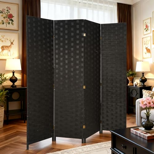 image for FDW Room Divider Wood Screen 4 Panel Folding Portable Partition Screen