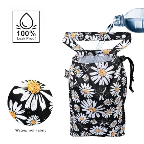 Image of 2 Pack Leakproof Car Trash Bags Detachable Waterproof Garbage Bags with Drawstring Hanging Organizer for Back Seat & Travel Flower Design