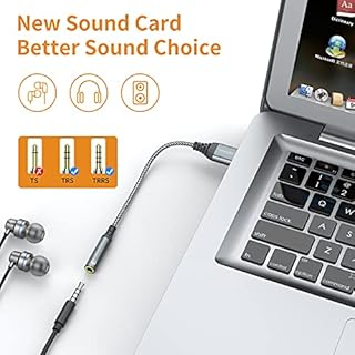 USB to 3.5mm Audio Jack Adapter, External Sound Card Converter Compatible with Headset, PC, Laptop, Mac, Desktops, Linux, PS4 and More Devices (Grey)