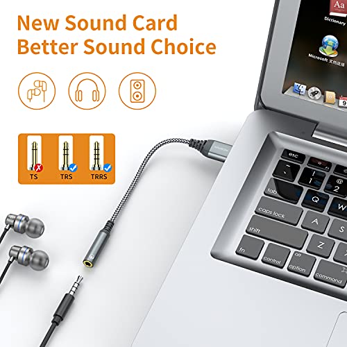 Usb To 3.5Mm Jack Audio Adapter,External Sound Card Usb-A To Audio Jack Adapter With Aux Stereo Converter Compatible With Headset,Pc Windows,Laptop Mac, Desktops, Linux, Ps4 And More Device (Grey) #TOP1