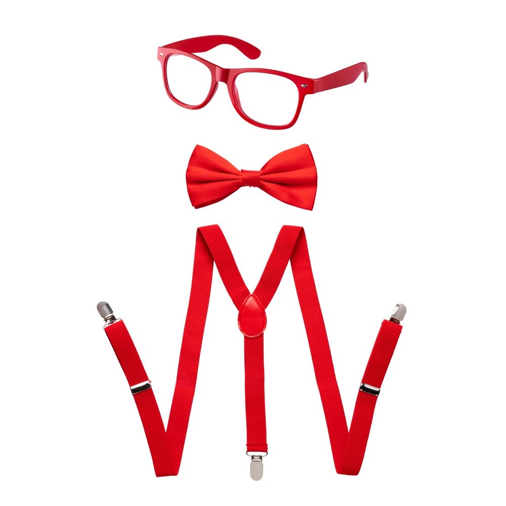 Dress Up America Neon Suspender, Bow-tie, Sunglasses, Accessory Set - Kids Size Suspenders