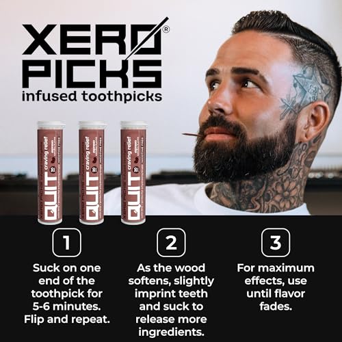 Image of Xero Picks Infused Flavored Toothpicks to Help Quit Smoking - Nicotine Free (Espresso, 3 Pack) Non-GMO Kosher Vegan