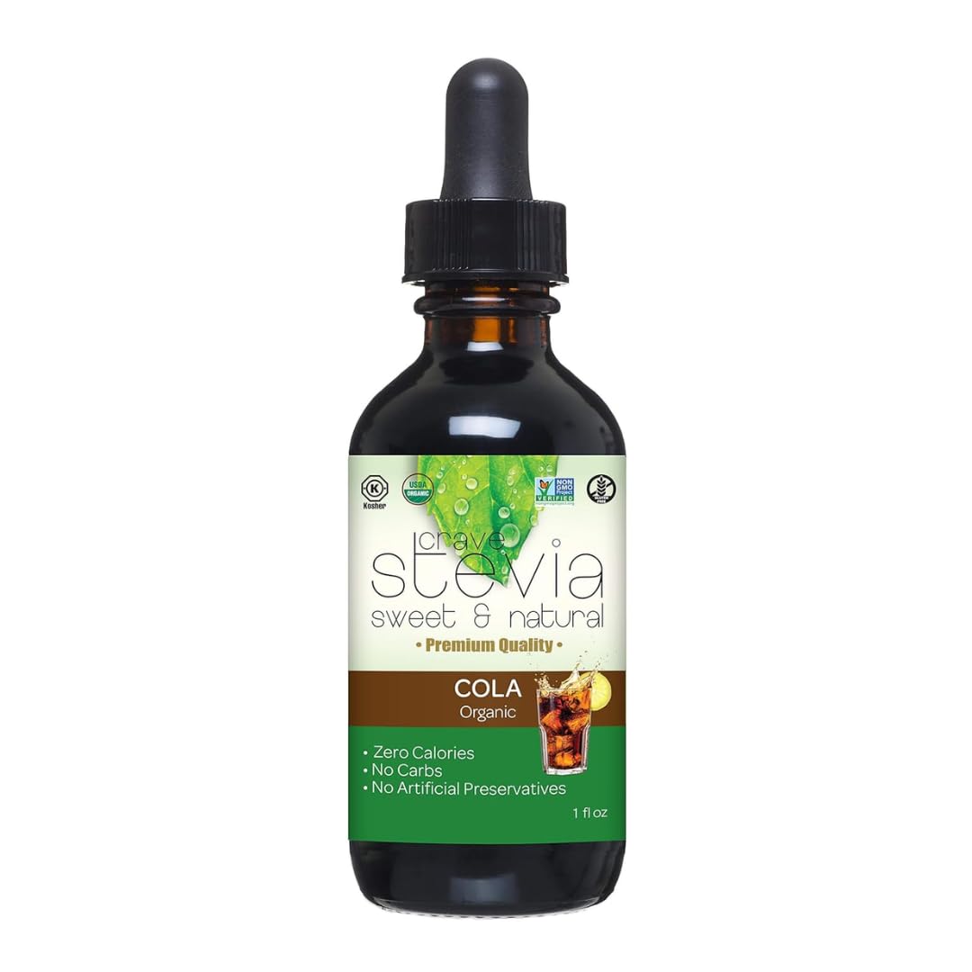 CRAVESTEVIA - All Natural Liquid Stevia Drops - Organic Stevia Sweetener | Gluten Free, Non-GMO, Keto, Paleo, Diabetic Friendly - Cola Flavor - 1 fl. oz. Bottle