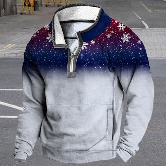 MARSVOVO Aztec Cowboy Hoodies Mens Quarter Zip Fleece Jacket Long Sleeve Winter Men's Fashion Hoodies & Sweatshirts - Image 2