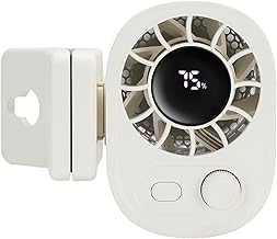 Car Clip on Fan with LED Display - 360° Rotation, 100 Speed Adjustable, USB Rechargeable, 1800mAh Battery, Strong Wind & Ultra Quiet, Portable Personal Cooling Fan for Home, Office, Desk (White)