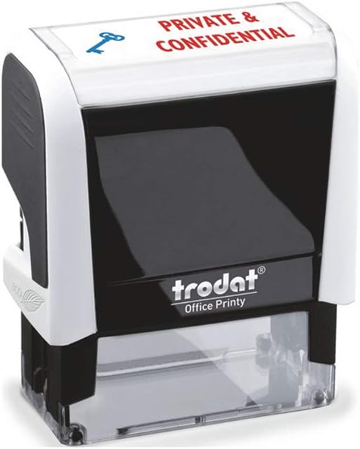 Trodat Stamp 4912 Office Printy with English Text PRIVATE & CONFIDENTIAL Self Inking, Red and Blue Ink, 18 x 46 mm