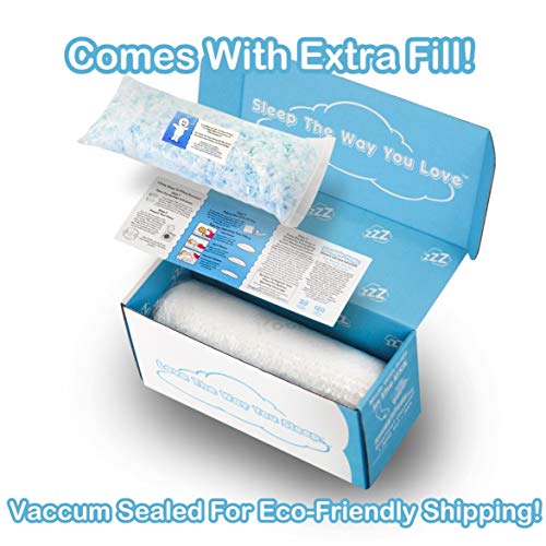 Supreme Plush Ultra-Luxury Allergy Friendly Bamboo Shredded Gel-Infused Memory Foam Pillow Combination with Adjustable Fit & Zipper Removable Kool-Flow Cooling Pillow Cover (Queen)