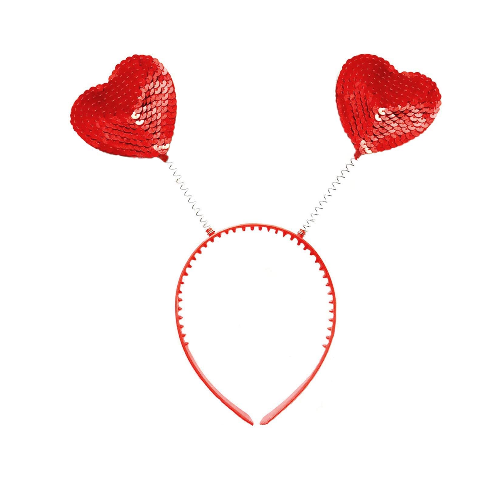 Soochat Headband Heart Headband Red Sequin Love-shaped Head Boppers for Party Hair Accessories Photo Props