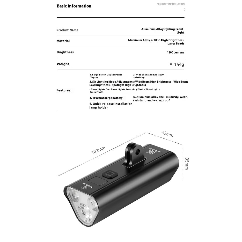 phares de vélo à Affichage numérique et Lampe Frontale