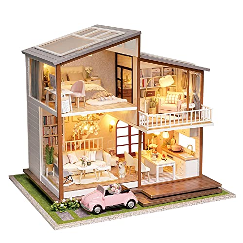 Maison de poupée miniature haut de gamme JOLUCE avec vitrine acrylique