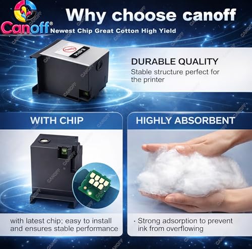 Image of CANOFF T6714 Ink Maintenance Box with Chip Replacement for WF-C878R WF-C879R WF-C8190 WF-C8690 WF-C869R Printer Waste Ink Collector Tank Compatible Absorber Unit Reset Chip Service Replacement Part