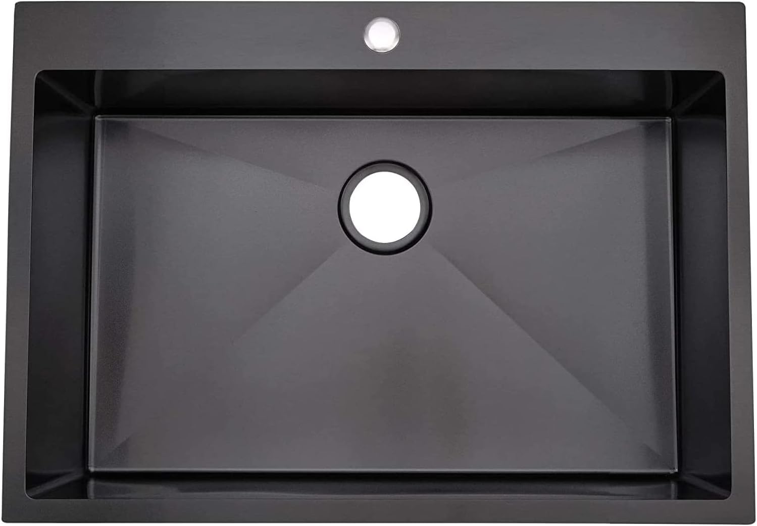 TSIBOMU 24 Inch Drop in Kitchen Sink Black, 24x18 Inch Single Hole