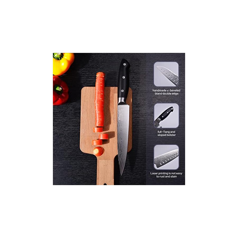 KINGOD-Chef-Knife-Set-Sharp-Knife-German-High-Carbon-Stainless-Steel-Kitchen-Knife-Set-4-PCS-8-Chefs-KnifeCarving-Knife-7-Santoku-Knife5-Utility-Knife-Knives-Set-for-Kitchen-with-Gift-Box KINGOD Chef Knife Set Sharp Knife, German High Carbon Stainless Steel Kitchen Knife Set 4 PCS-8" Chefs Knife,Carving Knife &7" Santoku Knife&5" Utility Knife, Knives Set for Kitchen with Gift Box