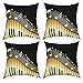 Sunzhenyu Set di 4 federe decorative per cuscini da 50,8 x 50,8 cm, con note musicali, federe quadrate per cuscino per divano, soggiorno