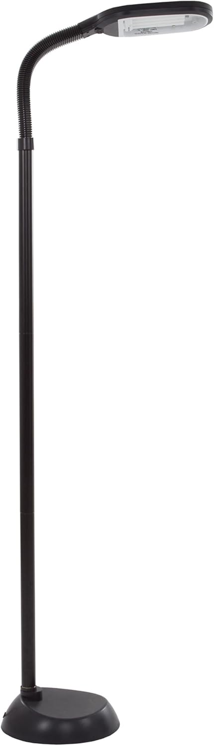 Lavish Home Full Spectrum Natural Sunlight Floor Lamp with Bendable Gooseneck - Reading Crafts Office Black 73.5"
