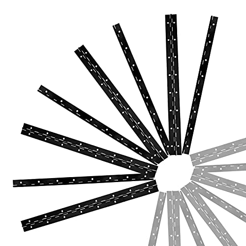 16Inch Black Continuous & Piano Hinges, 4Pcs Stainless Steel Continuous Hinge With Holes, Heavy Duty Polished Stainless Piano Hinges For Boat Cabinets Storage Box, 0.04" Leaf Thickness 1.2”Open Width #TOP5