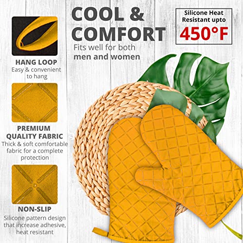 Oven Gloves Heat Resistant Double Sided Non Slip Silicone Oven Mitts for Grilling Cooking Baking Barbecue, Silicone 1 Pair - Image 3