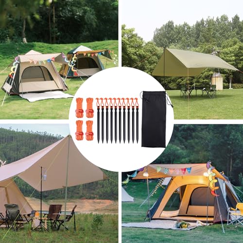Estacas de Tienda de Aluminio TRIWONDER con Cuerdas Reflectivas y Tensores para Camping miniatura 6