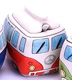  Camper Bus Zuckerdose / Zucker Pott aus Keramik, Farbe wählbar Rot Blau Grün Orange (Orange)