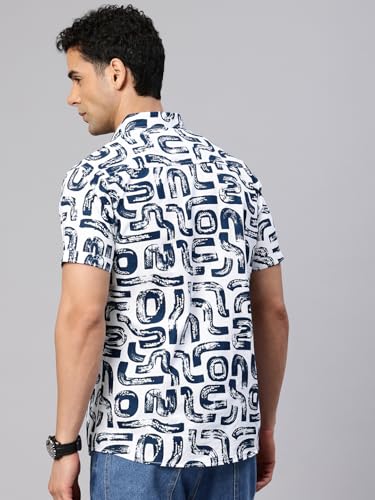 Image of Majestic Man Slim Fit Floral Printed Pure Cotton Casual Half Sleeve Shirt
