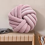 SLANKE Knot Pillow Ball Large Decorative Throw Pillows 13.8 inch Soft Velvet Round Knotted Pillow for Home Bed Room Couch Decor Office Sofa Decoration Cushion Plush Pillow Dusty Rose