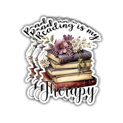 Vinilo impermeable Reading is My Therapy de 2.2 x 3 pulgadas 2