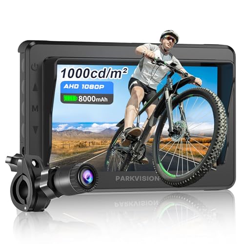 PARKVISION Handlebar Bike Mirror, Bicycle Rear View Camera with Dust Cover, 4.3'' HD 1080P Monitor,...