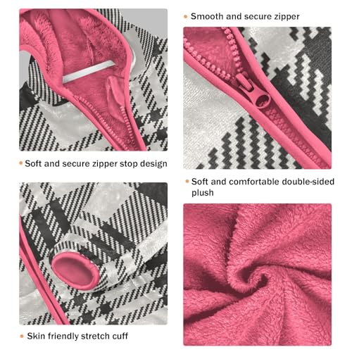 GuoChe Black White Plaid Boys Sherpa Jacket3