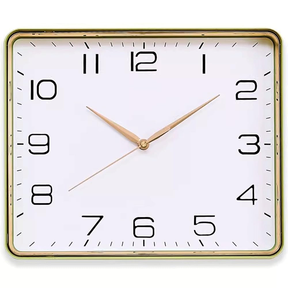 Horloge murale carrée verte moderne pour salon et bureau