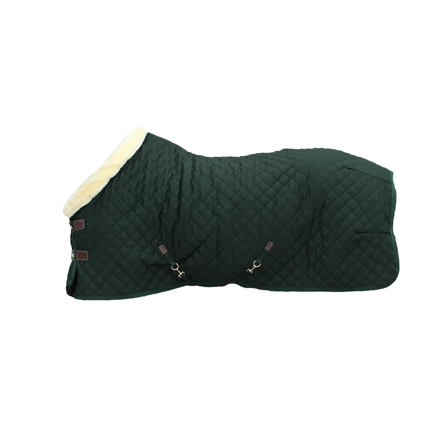 Couverture de présentation cheval 140 cm 6'3 imperméable 600D vert foncé col laine