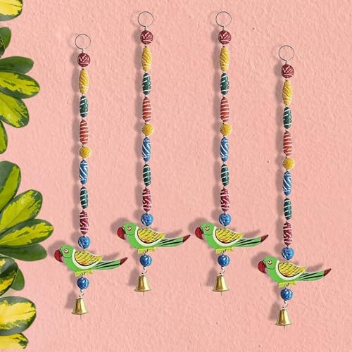 Image of CREYENTES Torans For Entrance Main Door For Stylish Decoration Hangings Home Thoranam Traditional Bandarba(Terracotta Parrot),92 Cm