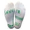 Funny Golf Socks ‘Shhh, I’m Watching Golf’ Ankle/Lounge Socks – Great Gift For a Golfer