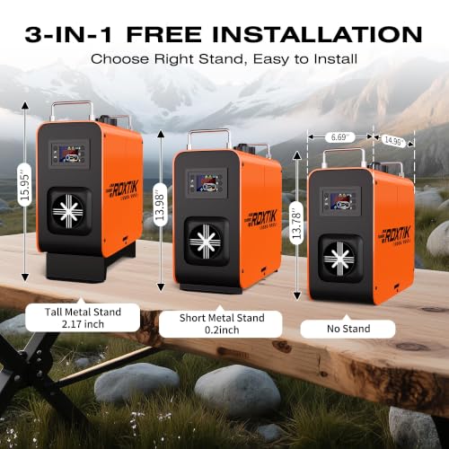 RDXTIK 8KW Diesel Heater, 5L 12V/24V All in One Diesel Heater with LCD Switch, Remote Control, Muffler for Truck, RV, Home, Car, Campers, Boat, Orange - image 4