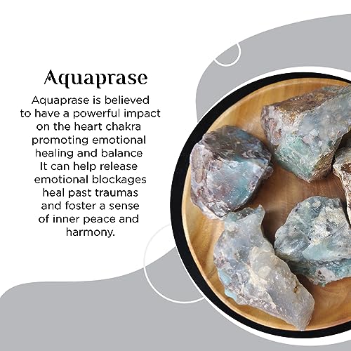 Image of Aquaprase Crystal Raw for Meditation & Reiki (1 Kg) | Natural Gemstone for Emotional Healing & Communication | Decorative Crystal Showpieces for Vastu Home Decor & Office Desk Decoration (3-4 Pcs)