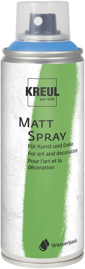 Kreul 76319 Paint Spray Sky Blue, 200 ml, Classic Matte Water-based Spray Paint, Highly Pigmented and Waterproof Styropofest for Indoor and Outdoor Use