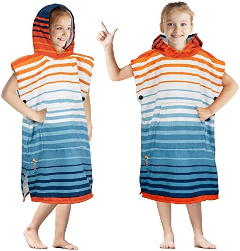 SUN CUBE Kids Changing Robe Surf Poncho, Hooded Beach Towel for Boys Girls