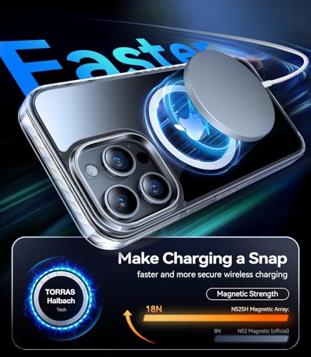 TORRAS Shockproof for iPhone 15 Pro Case Clear [Military-Grade Drop][Compatible with MagSafe][Yellowing Resistant] Hard PC Back, White Bumper Phone Case iPhone 15 Pro, Clear - Thumbnail 6