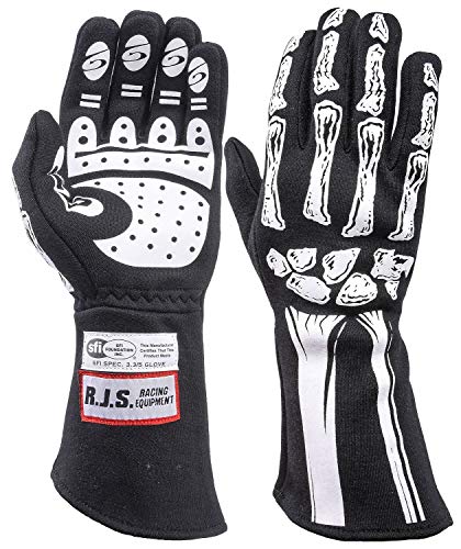 RJS Racing Equipment 600080138 Skeleton Double Layer Nomex Racing Gloves Large B
