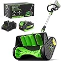 SONTHIOW 13.5" Electric Snow Shovel, 20V Brushless Snow Shovel, Includes 4.0 Ah Battery and Quick Charger, Cordless Snow Blower with Directional Plate & Adjustable Front Handle