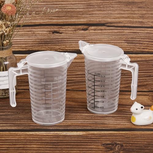 2 Pzas Vaso Medidor Doble Escala 100 ml con Tapa miniatura 4