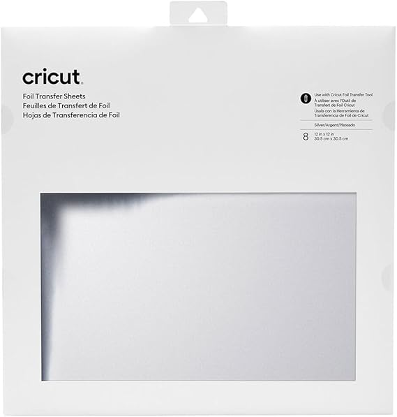 Cricut Feuilles de Transfert de Foil, (8 CT), Argenté, 30,5 cm x 30,5 cm (12"x 12")