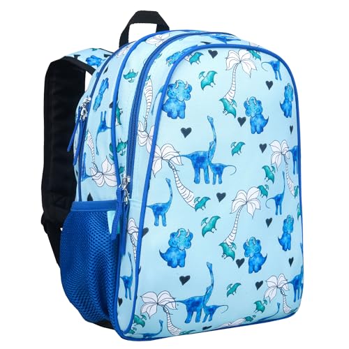 Image of Wildkin JumpOff Jo 15-inch Kids Backpack - Durable, Adjustable, Ideal for School - Blue Dino