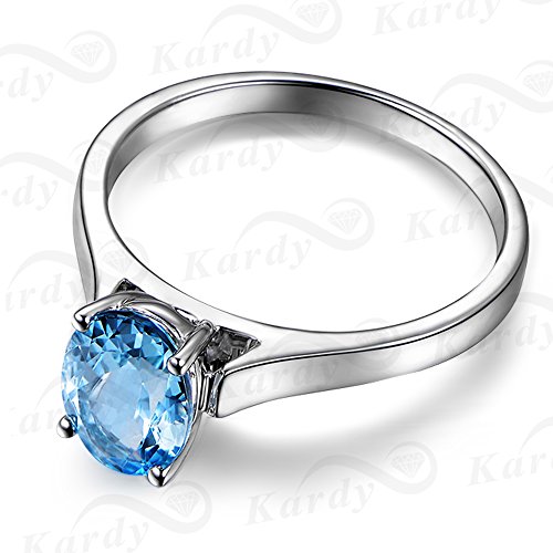 Kardy Unique Promise Wedding Natural Sea Blue Gemstone Aquamarine 14K White Gold Engagement Wedding for Women Ring Set2