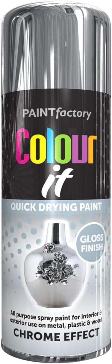 MIXEL Chrome Effect Gloss Spray Paint, Quick Drying Formula, DIY Projects, Ideal For Enhancing Metal, Wood, Plastic, Glass, Perfect For Crafting, Automotive, 400ml, (1 Pcs)