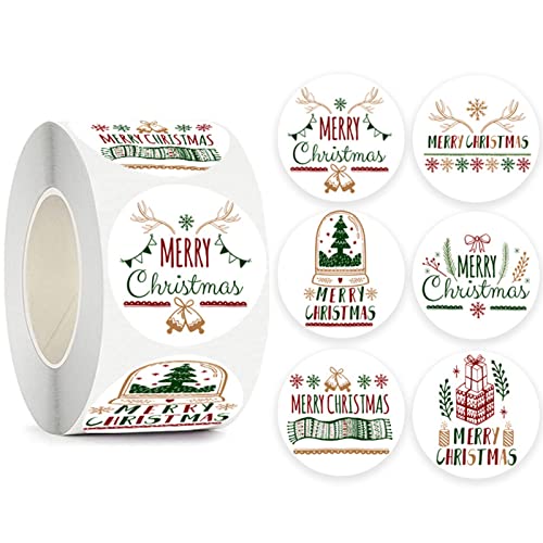 Saterkali Autocollants de Noël Éco-Friendly Ultra Thin Cure divers motifs Joyeux Noël Round Package Stickers Holiday Decor C 2,5 cm Cover