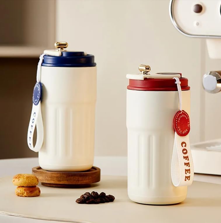 Image of Smart Coffee Mug 410ML, Stainless Steel Thermal Cup with Temperature Display | Leak Proof, Double Wall Vacuum Insulated, Anti-Slip Base, Ideal for Hot & Cold Drinks (Maroon)