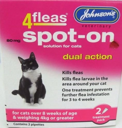 Johnson's Cat Kitten 4 fleas Dual Action Spot-on Solution Kills Fleas Dead (over 8 wks over 4kg)