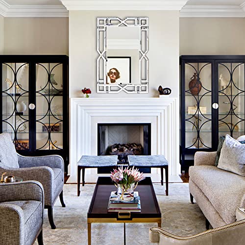 Chende Large Mirrors For Wall Decor, 36''X24'' Bathroom Mirror With Beveled Glass Frame, Rectangle Elegant Wall Mirror For Living Room, Entryway #TOP4